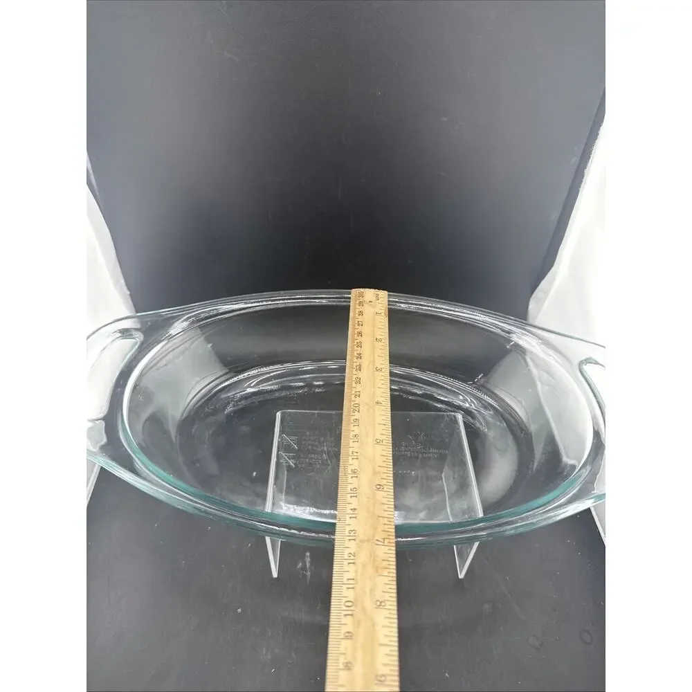 Pyrex 1.3 Qt Aqua Tint Clear Glass Oval Casserole Baking Dish USA